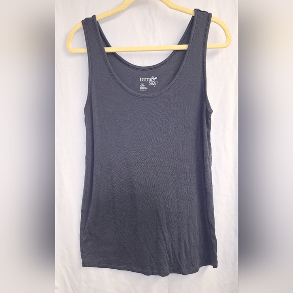Terra & Sky 0X Gray Ribbed Tank Top Plus Size - Picture 1 of 4